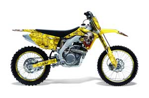 Suzuki RMZ 450 Dirt Bike Graphic Kit - 2008-2016 Bone Collector Yellow
