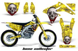 Suzuki RMZ 450 Dirt Bike Graphic Kit - 2008-2016 Bone Collector Yellow
