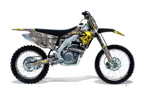 Suzuki RMZ 450 Dirt Bike Graphic Kit - 2008-2016 Bone Collector Yellow