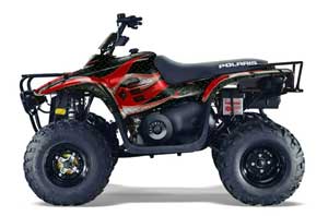 Polaris Trailboss 330 ATV Graphic Kit - 2004-2009 Tribal Flame Red