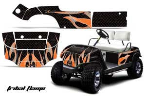 Yamaha G-Series Golf Cart Graphic Kit - 1995-2006 Tribal Flames Orange