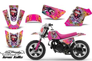 Yamaha PW80 Dirt Bike Graphic Kit - 1996-2006 Ed Hardy - Love Kills Pink
