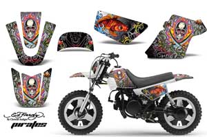 Yamaha PW80 Dirt Bike Graphic Kit - 1996-2006 Ed Hardy - Pirates White