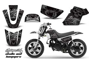 Yamaha PW80 Dirt Bike Graphic Kit - 1996-2006 Skulls and Hammers SIlver
