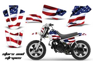 Yamaha PW50 Dirt Bike Graphic Kit - 1990-2022 Stars and Stripes Red White & Blue