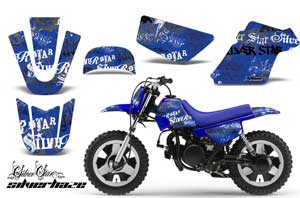 Yamaha PW50 Dirt Bike Graphic Kit - 1990-2022 Silver Star - Silverhaze Blue