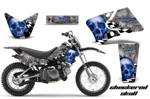 Yamaha TTR50 Dirt Bike Graphic Kit - 2006-2018 Checkered Skull Silver