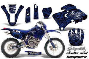Yamaha WR250 Dirt Bike Graphic Kit - 1998-2002 Skulls and Hammers Blue
