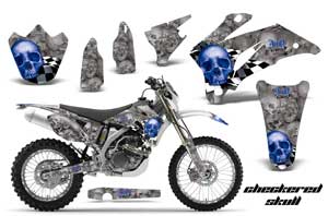 Yamaha WR250F Dirt Bike Graphic Kit - 2007-2014 Checkered Skull Silver