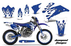 Yamaha WR250F Dirt Bike Graphic Kit - 2007-2014 Diamond Flames Blue