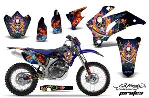Yamaha WR450F Dirt Bike Graphic Kit - 2007-2011 Ed Hardy - Pirates Blue
