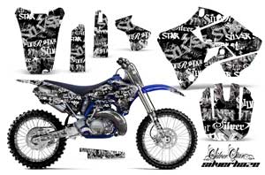 Yamaha YZ250 2 Stroke Dirt Bike Graphic Kit - 1996-2001 Silver Star - Silverhaze White