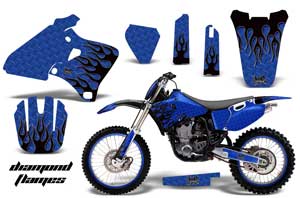 Yamaha YZ250 4 Stroke Dirt Bike Graphic Kit - 1998-2002 Diamond Flames Blue