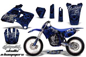 Yamaha YZ250 4 Stroke Dirt Bike Graphic Kit - 1998-2002 Skulls and Hammers Blue