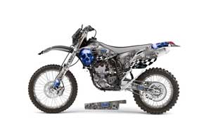 Yamaha YZ250 F Dirt Bike Graphic Kit - 2003-2005 Checkered Skull Blue