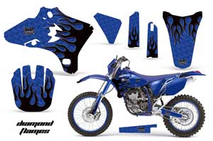 Yamaha YZ250 F Dirt Bike Graphic Kit - 2003-2005 Diamond Flames Blue