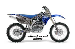 Yamaha YZ250F / YZ450F Dirt Bike Graphic Kit - 2006-2009 Checkered Skull Blue