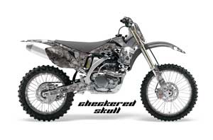 Yamaha YZ250F / YZ450F Dirt Bike Graphic Kit - 2006-2009 Checkered Skull Chrome