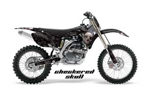 Yamaha YZ250F / YZ450F Dirt Bike Graphic Kit - 2006-2009 Checkered Skull Silver