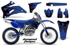 Yamaha YZ250F / YZ450F Dirt Bike Graphic Kit - 2006-2009 Diamond Flames Blue