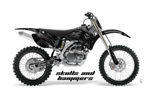 Yamaha YZ250F / YZ450F Dirt Bike Graphic Kit - 2006-2009 Skulls and Hammers Black