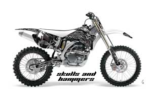 Yamaha YZ250F / YZ450F Dirt Bike Graphic Kit - 2006-2009 Skulls and Hammers White