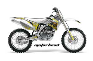 Yamaha YZ250F / YZ450F Dirt Bike Graphic Kit - 2006-2009 Motorhead White