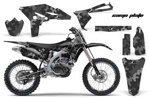 Yamaha YZ250 F 4 Stroke Dirt Bike Graphic Kit - 2010-2013 Camo Plate Black