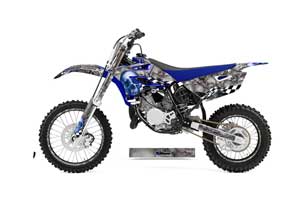 Yamaha YZ85 Dirt Bike Graphic Kit - 2015-2018 Checkered Skull Blue