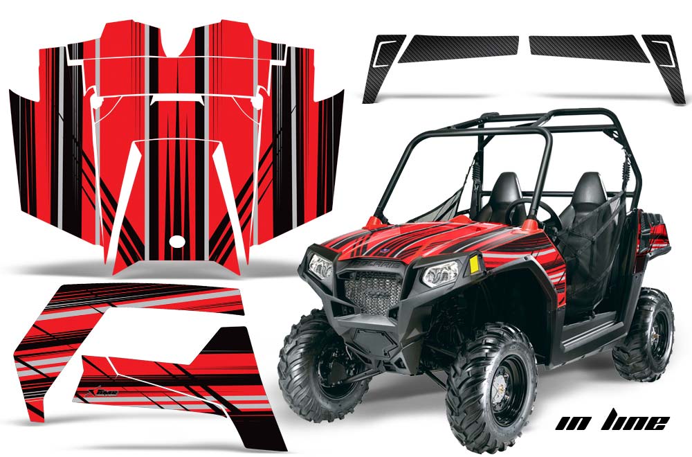 Polaris RZR 570 UTV Graphics: In Line - Red Side by Side Graphic Decal Wrap...