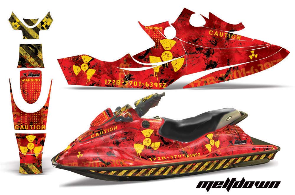 Sea Doo Bombardier GSX Jet Ski Graphic Kit - 1996-1999 Meltdown Red
