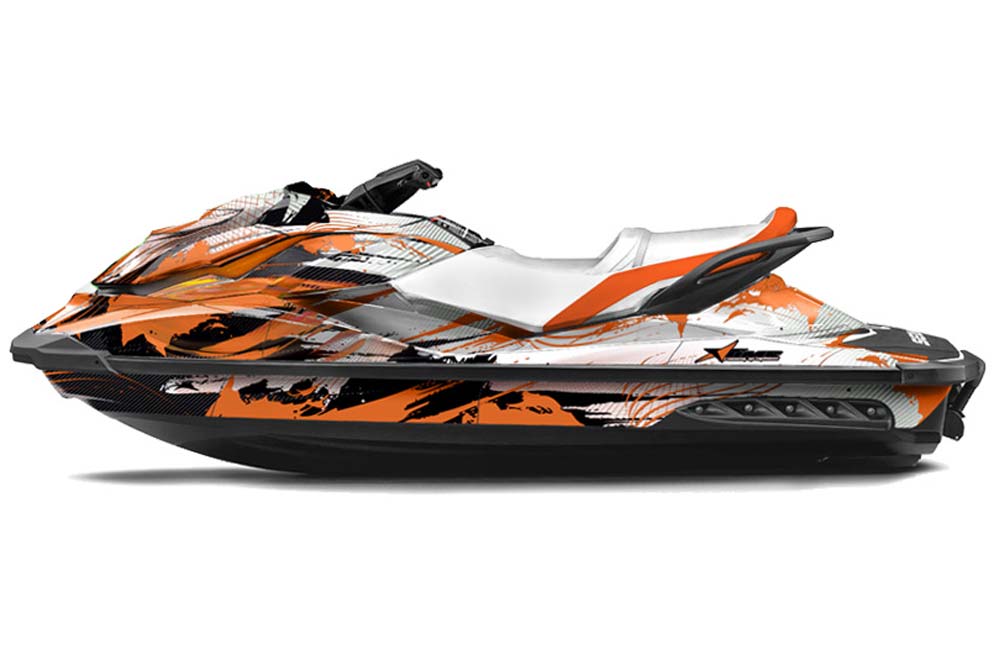 Sea Doo GTI / GTR / GTS Sitdown Jet Ski Graphic Kit - 2011-2018 Carbon X Orange
