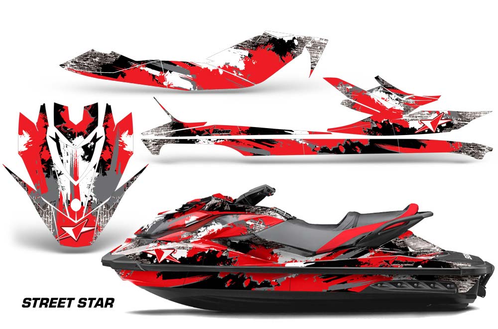 Sea Doo GTI / GTR / GTS Sitdown Jet Ski Graphic Kit - 2011-2018 Street Star Red