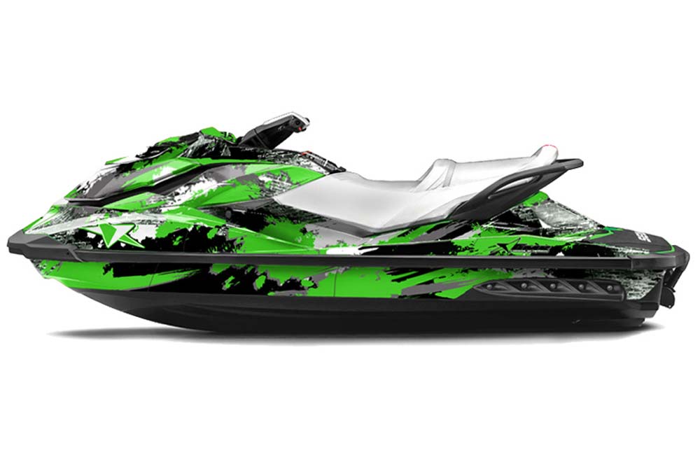 Sea Doo GTI / GTR / GTS Sitdown Jet Ski Graphic Kit - 2011-2018 Street Star Green