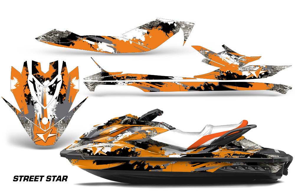 Sea Doo GTI / GTR / GTS Sitdown Jet Ski Graphic Kit - 2011-2018 Street Star Orange