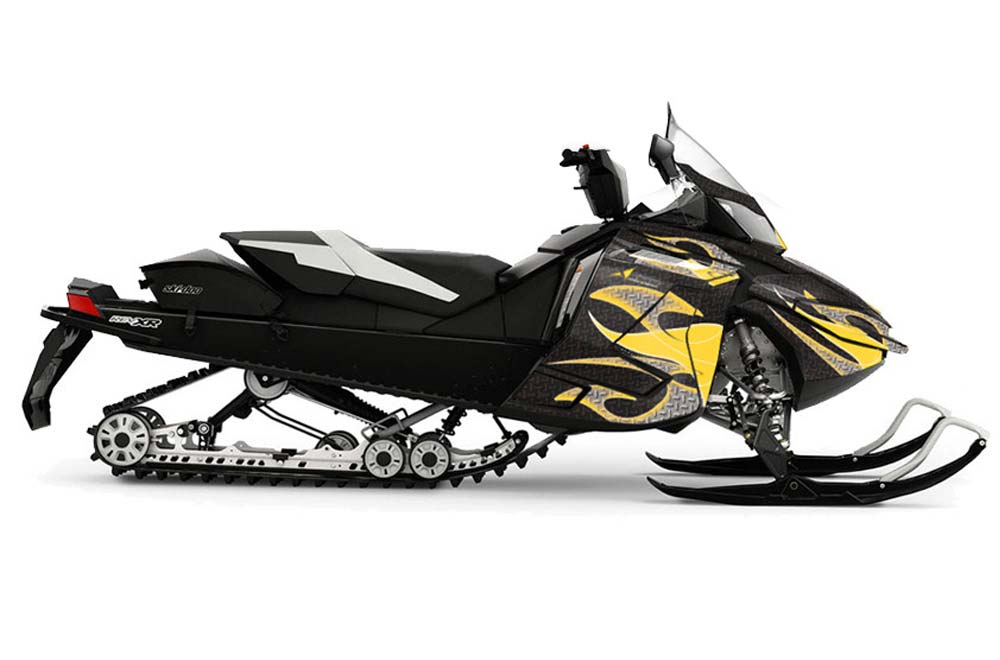 Ski Doo Rev XR Sled Graphic Kit - 2013-2018 Tribal Flames Yellow