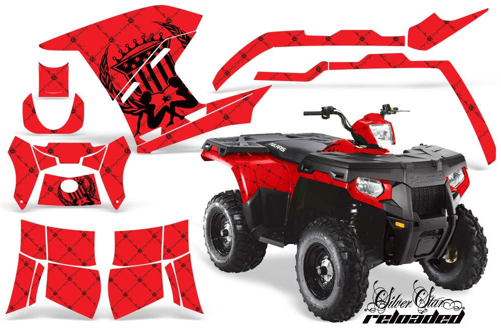 Polaris Sportsman 800 / 500 ATV Graphic Kit - 2005-2010 Silver Star - Reloaded Red
