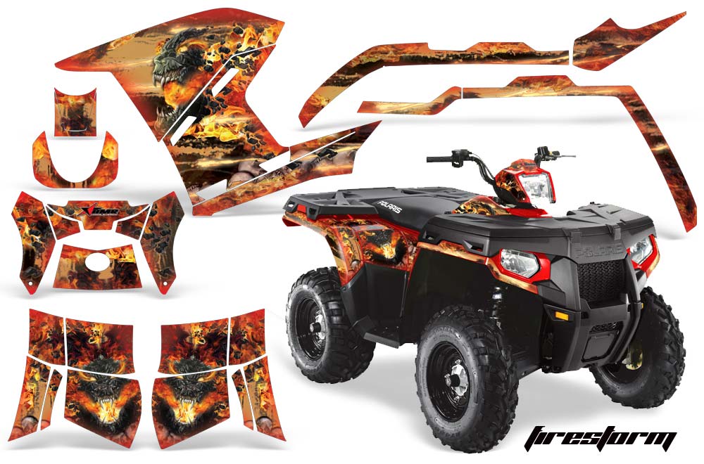Polaris Sportsman 800 / 500 ATV Graphic Kit - 2005-2010 Firestorm Red