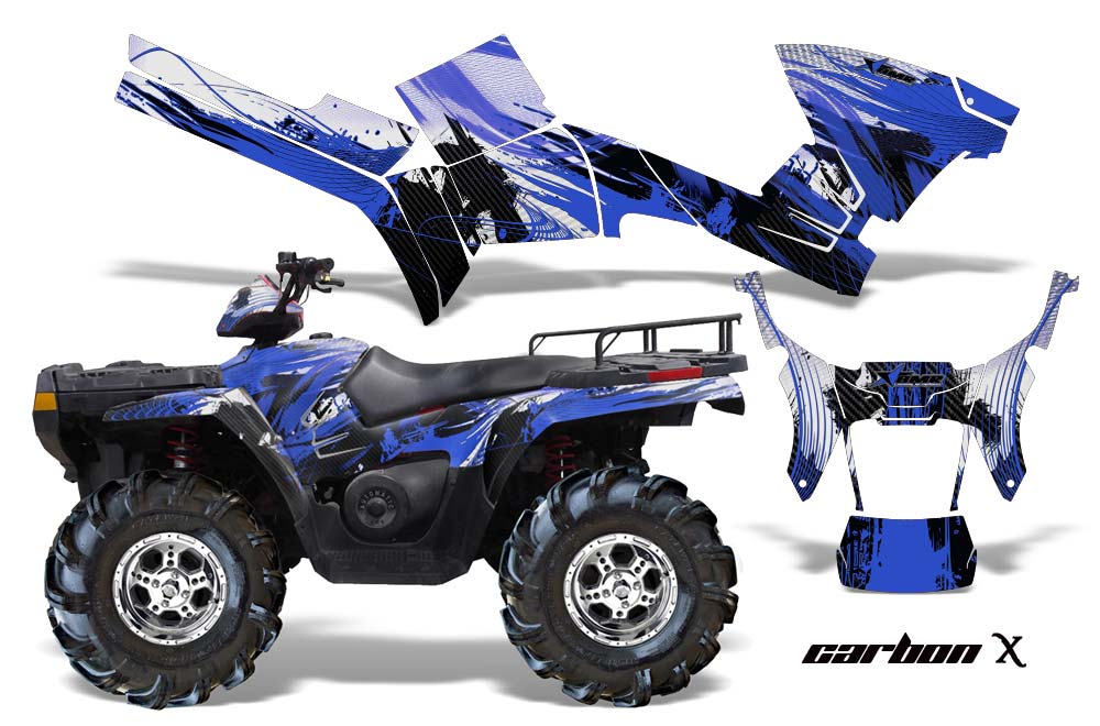 Polaris Sportsman 800 / 500 ATV Graphic Kit - 2005-2010 Carbon X Blue