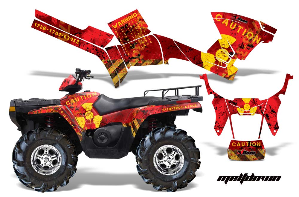 Polaris Sportsman 800 / 500 ATV Graphic Kit - 2005-2010 Meltdown Red
