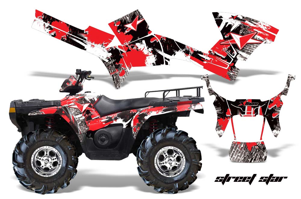 Polaris Sportsman 800 / 500 ATV Graphic Kit - 2005-2010 Street Star Red