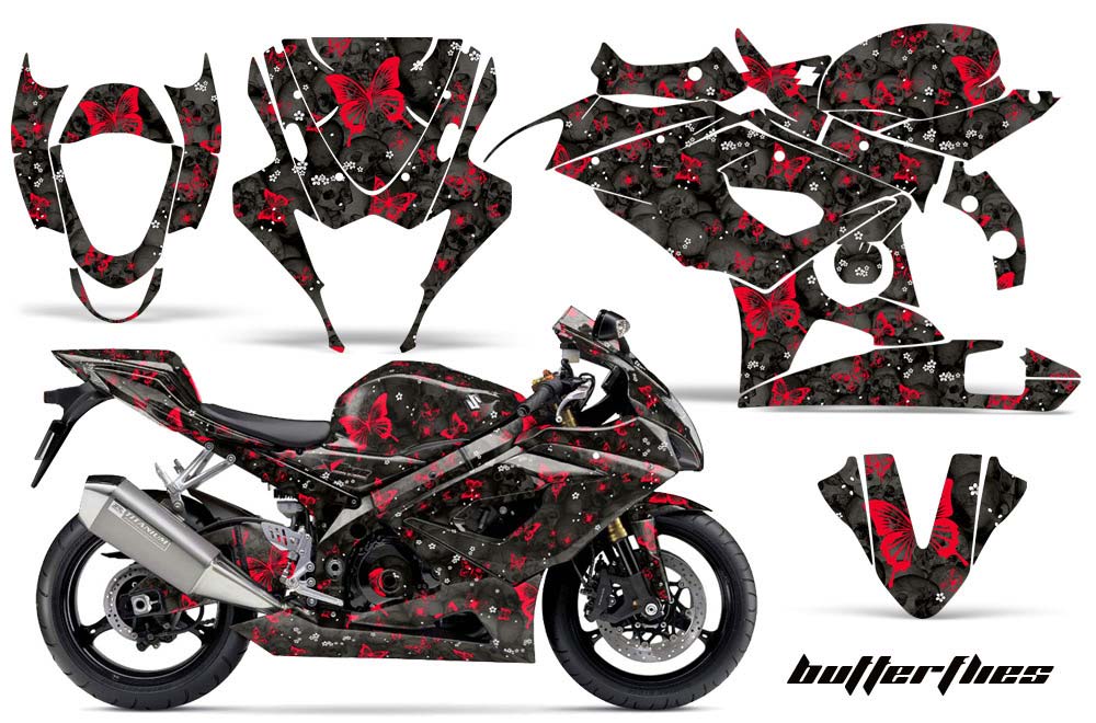 Suzuki GSXR 1000 Graphic Kit - 2005-2006 Butterflies Red
