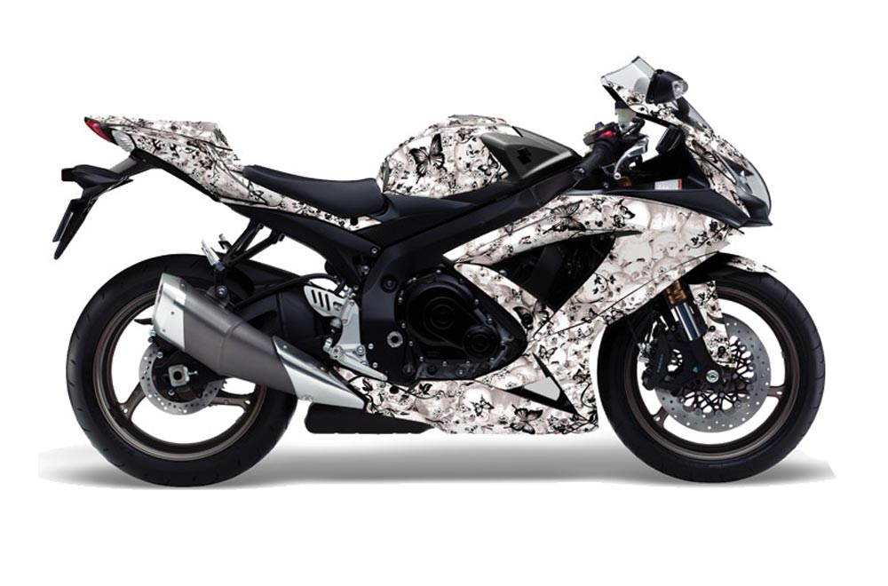 Suzuki GSXR 600 / 750 Graphic Kit - 2008-2010 Butterflies White