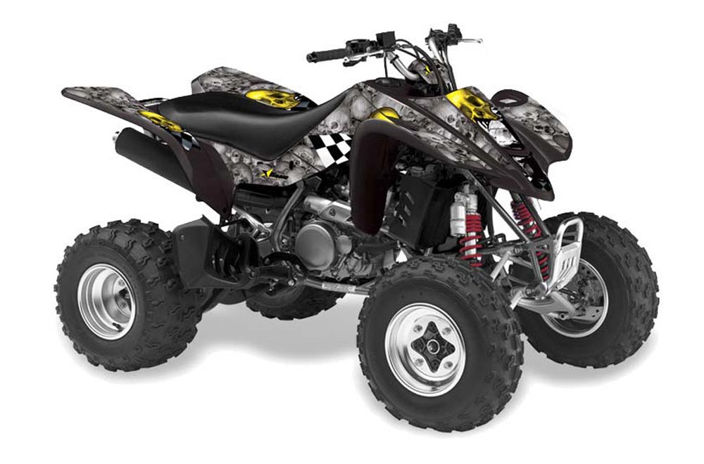 Suzuki LTZ 400 ATV Graphic Kit - 2003-2008 Checkered Skull Yellow