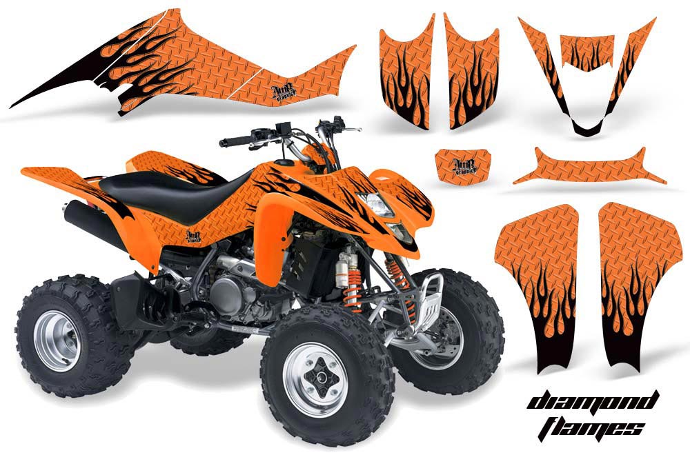 Kawasaki KFX 400 ATV Graphic Kit - 2003-2008 Diamon Flames Orange