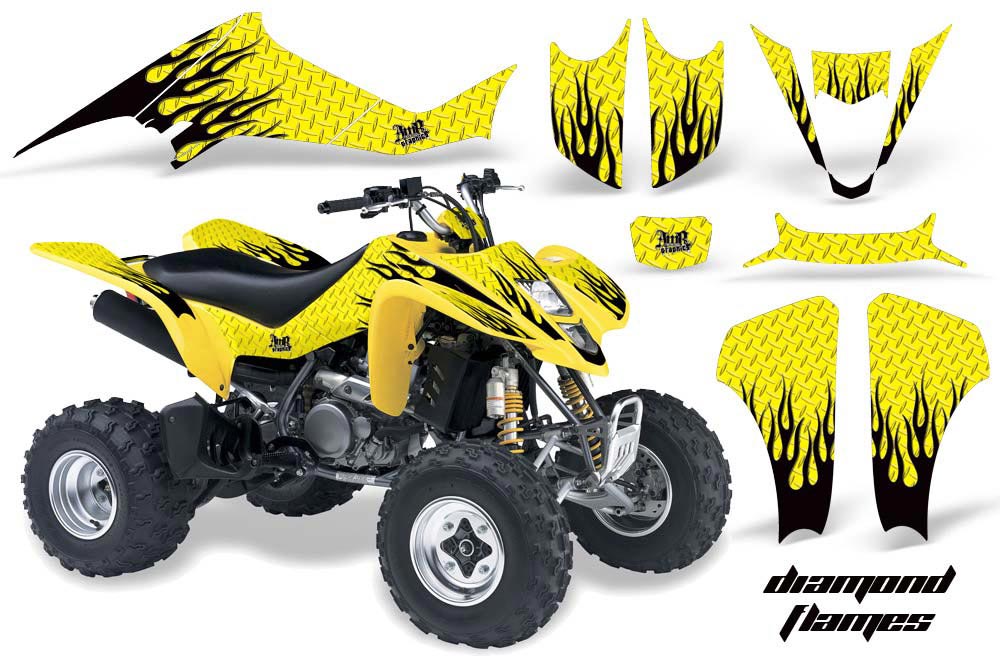 Suzuki LTZ 400 ATV Graphic Kit - 2003-2008 Diamond Flames Yellow