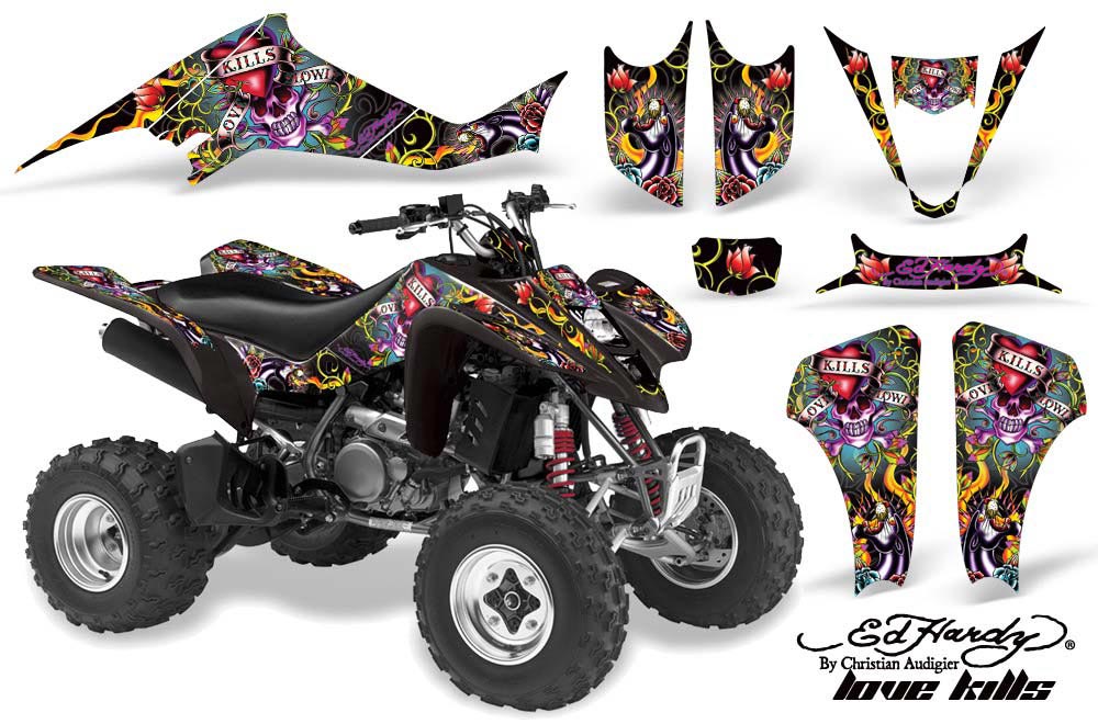 Suzuki LTZ 400 ATV Graphic Kit - 2003-2008 Ed Hardy - Love Kills Black