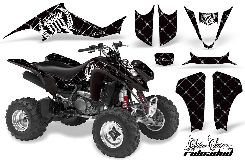 Kawasaki KFX 400 ATV Graphic Kit - 2003-2008 Silver Star - Reloaded Black