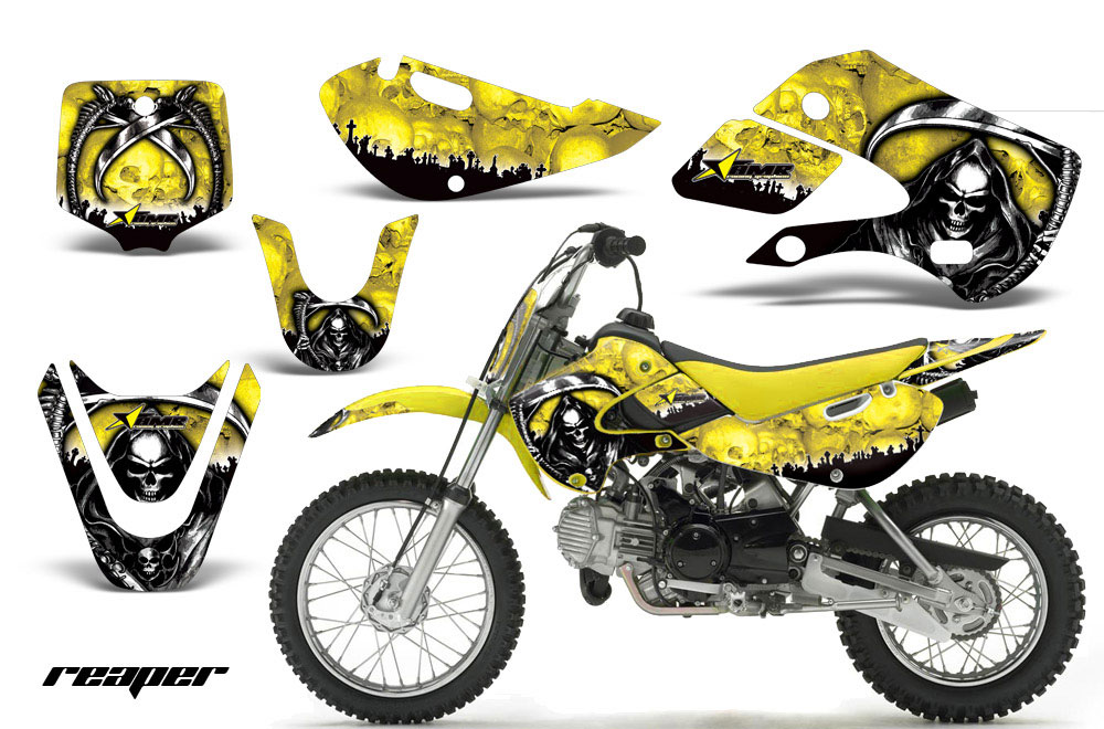 Suzuki RM 65 Dirt Bike Graphic Kit - All Years Reaper Yellow