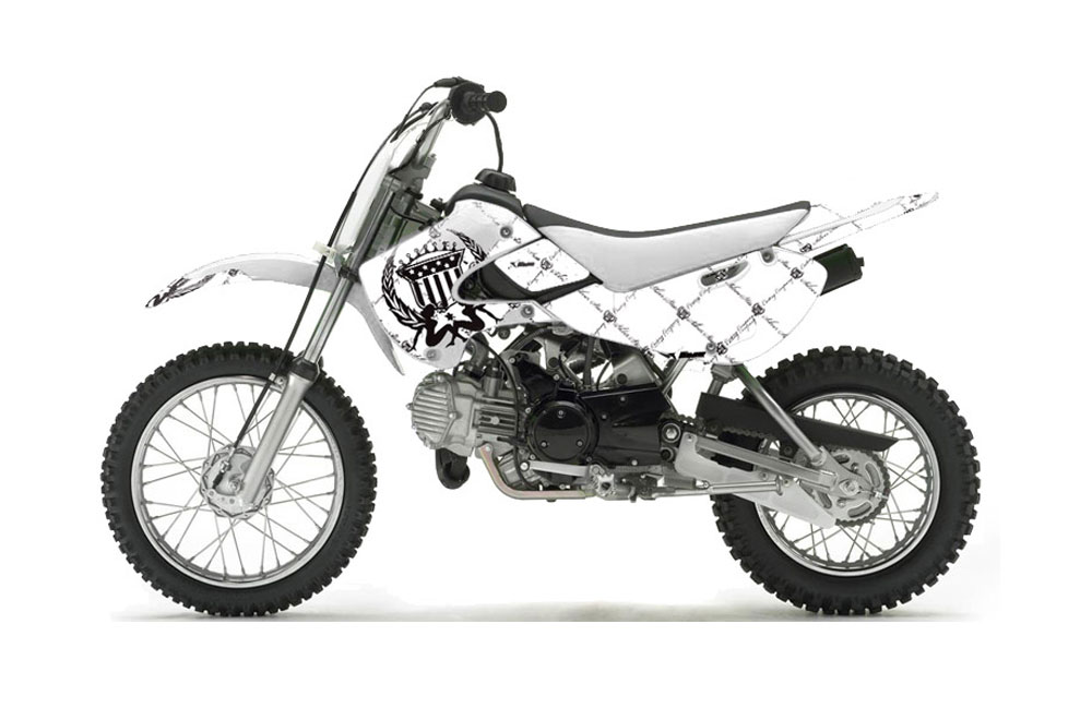 Suzuki DRZ 110 Dirt Bike Graphic Kit - All Years Silver Star - Reloaded White
